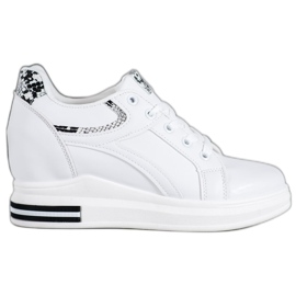 SHELOVET Zapatillas de cuña blancas blanco