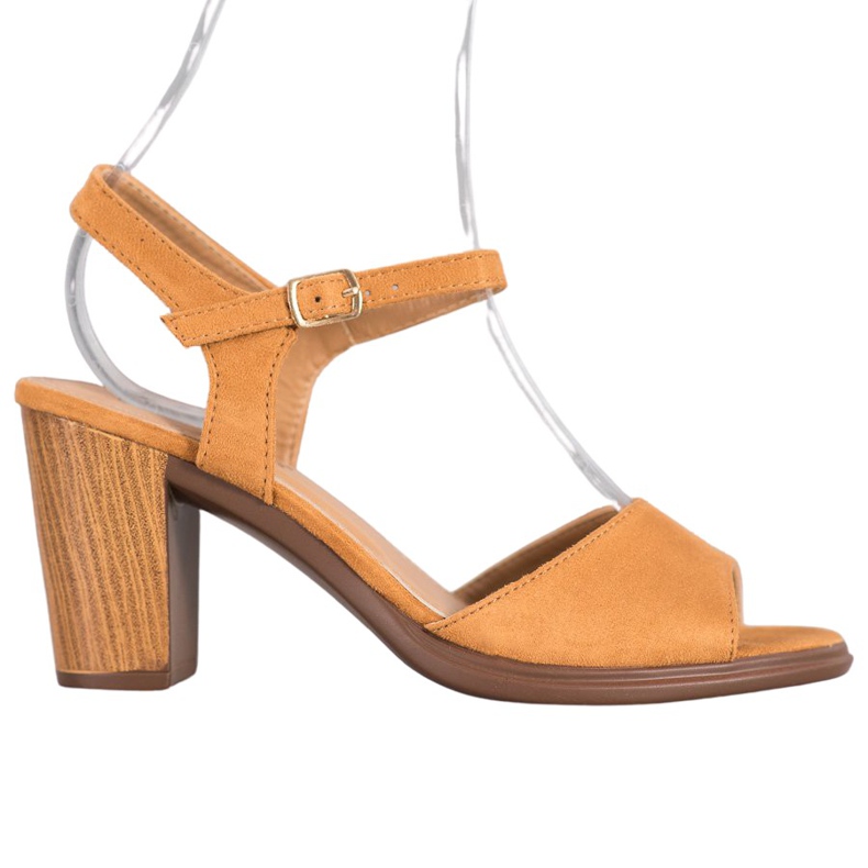 SHELOVET Sandalias de ante camel marrón