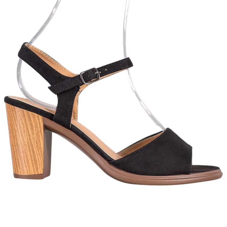 SHELOVET Sandalias de ante negras negro