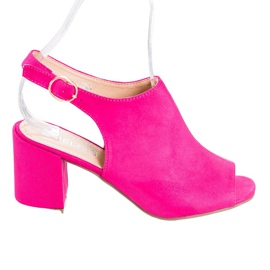 SHELOVET Sandalias clásicas de tacón alto rosado
