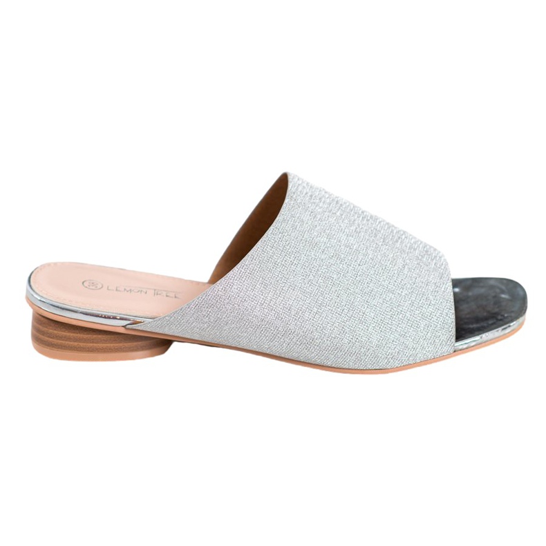 SHELOVET Pantuflas elegantes con purpurina gris