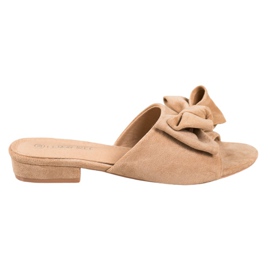 SHELOVET Chanclas beige con tacón plano