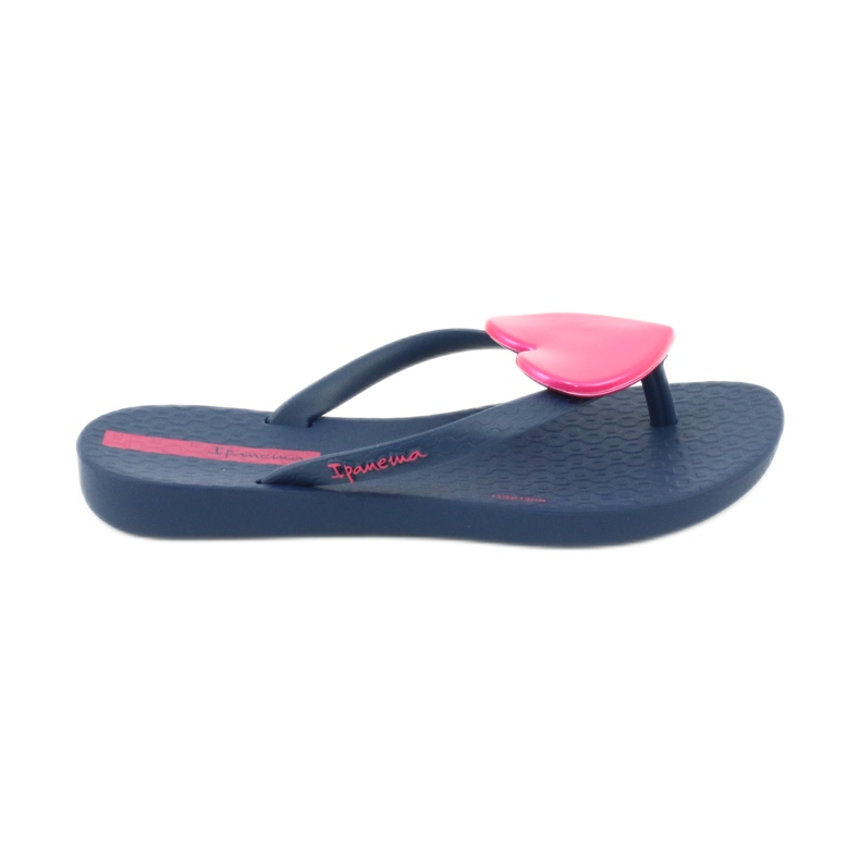 Flip Blue Blue -Flip -Flops con un corazón rosa de ipanema rosado