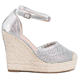 Weide Alpargatas brillantes en cuña gris Weide Alpargatas brillantes en cuña gris