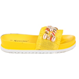 Seastar Pantuflas Amarillas Con Conchas amarillo