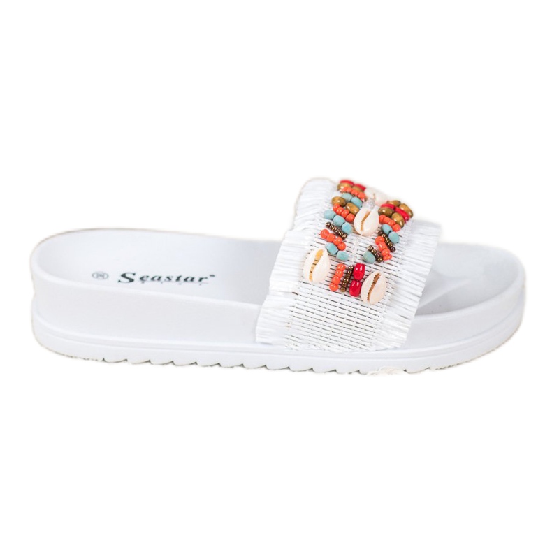 Seastar Pantuflas Blancas Con Conchas blanco