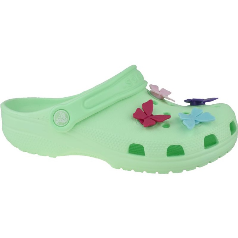 Zueco Crocs Classic Butterfly Charm Jr 206179-3TI verde