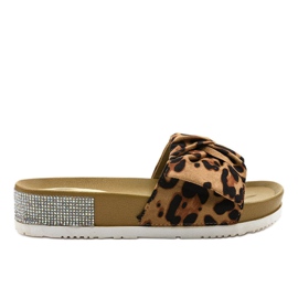 Zapatillas casual de leopardo con lazo LW-10 marrón