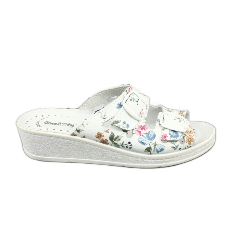 Zapatilla cuña mujer Comfooty Mia Flowers blanco multicolor Zapatilla cuña mujer Comfooty Mia Flowers blanco multicolor