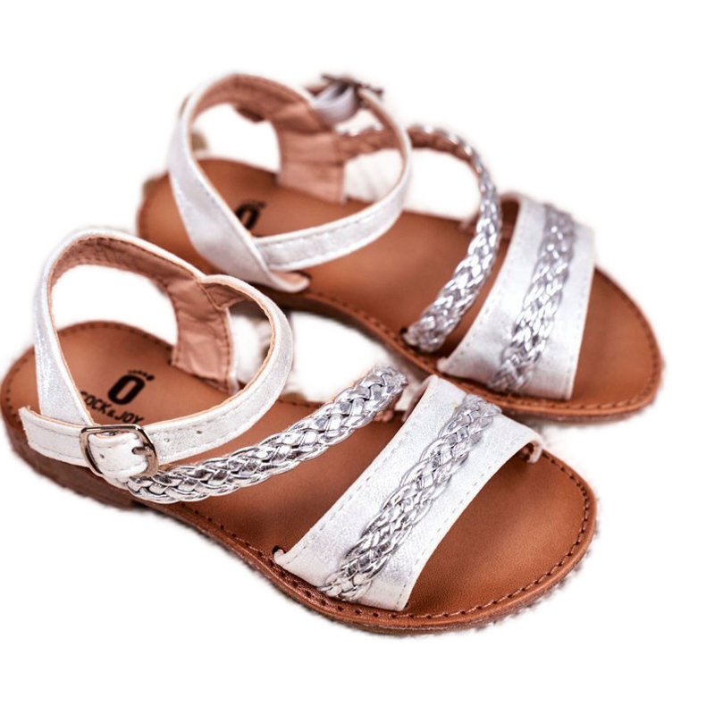 FRROCK Sandalias Kremo plateadas para niños gris