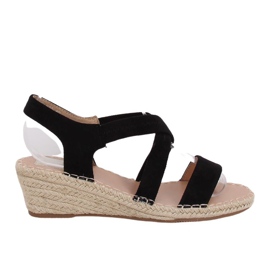 Negro Sandalias con cuña alpargatas negras S-823 Negra