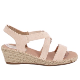 Sandalias beige en alpargatas de cuña S-823 Beige