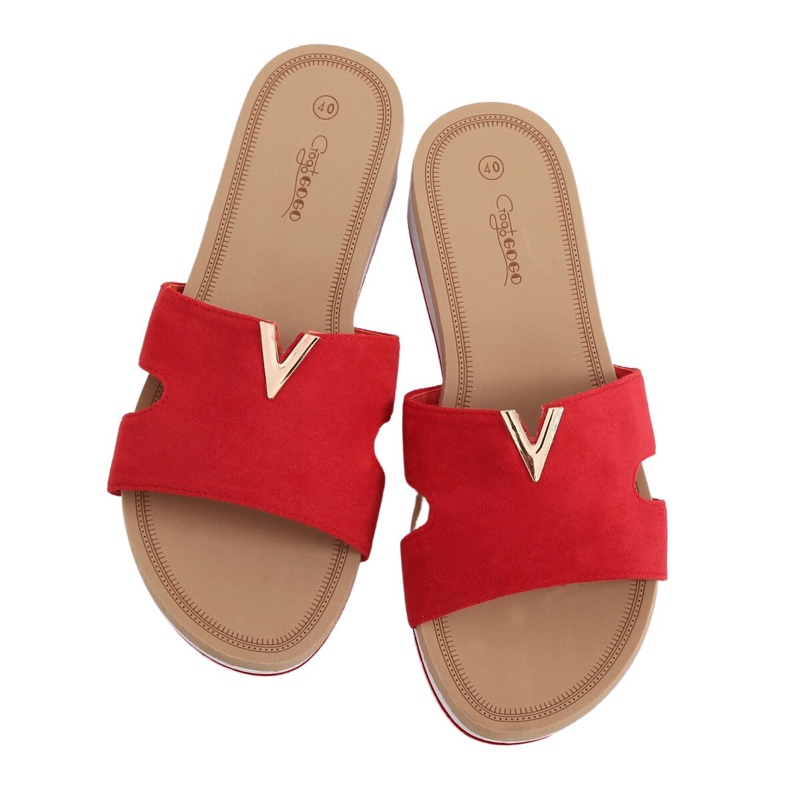 Rojo Pantuflas rojas de mujer G-5035 Rojo