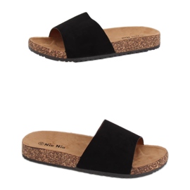 Negro PA-354 Pantuflas con suela de corcho negro