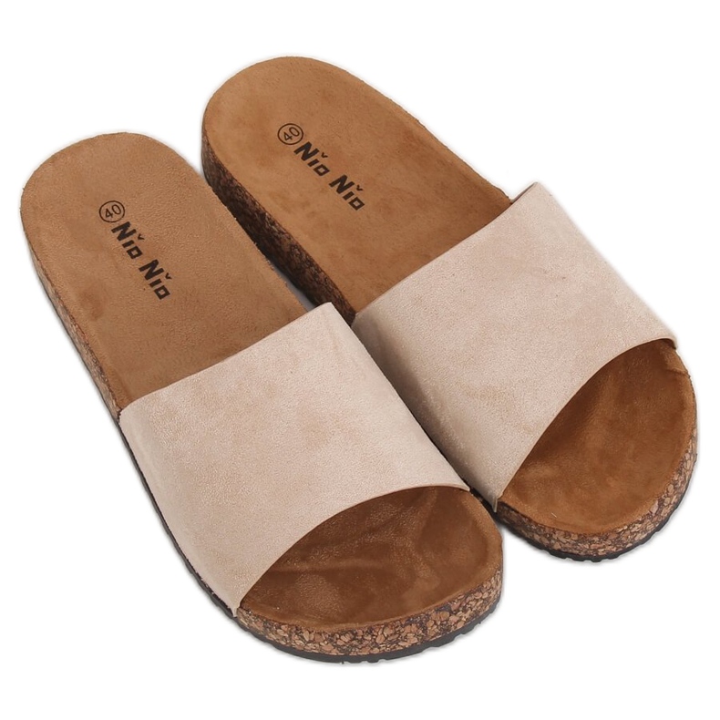 Beige PA-354 Pantuflas con suela de corcho beige