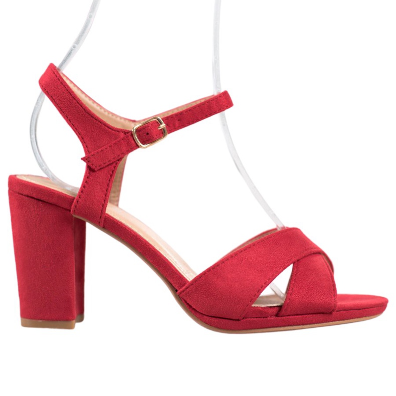 SHELOVET Sandalias rojas con ante rojo