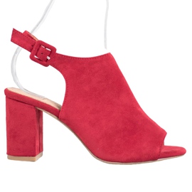 SHELOVET Sandalias de tacón rojo