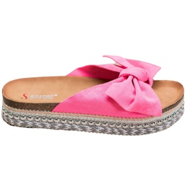 Seastar Pantuflas de ante con plataforma decorativa rosado