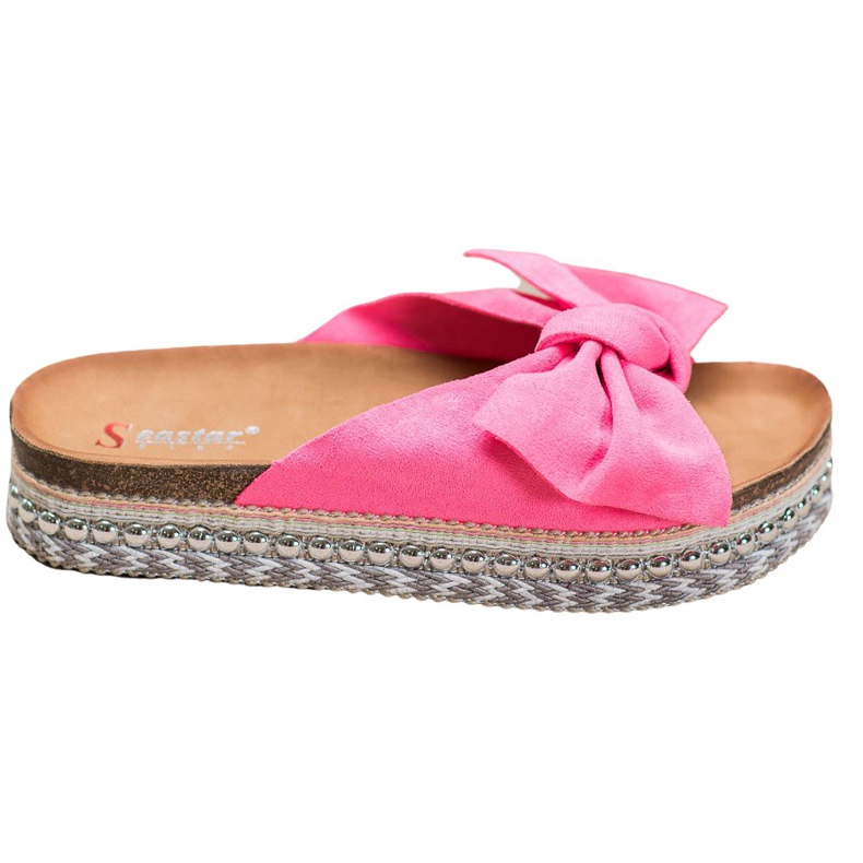 Seastar Pantuflas de ante con plataforma decorativa rosado