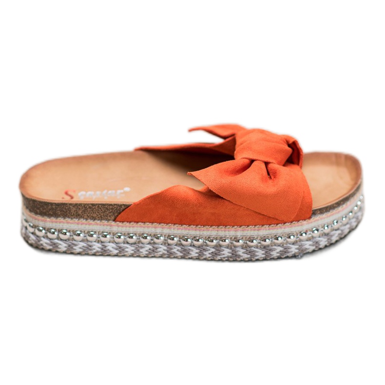 Seastar Pantuflas de ante con plataforma decorativa naranja