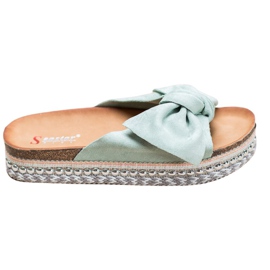 Seastar Pantuflas de ante con plataforma decorativa verde