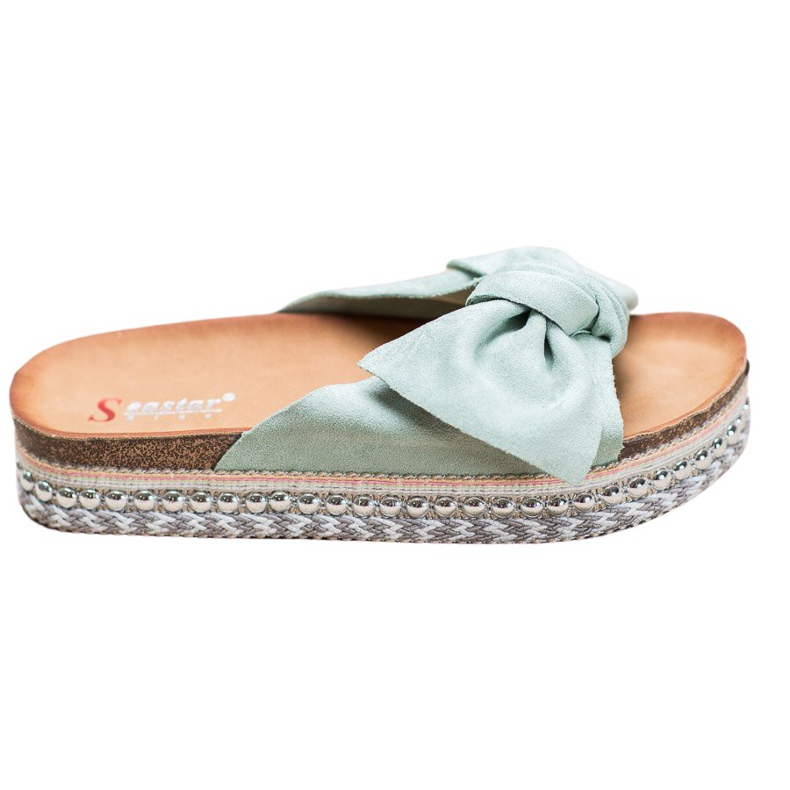 Seastar Pantuflas de ante con plataforma decorativa verde