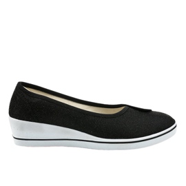 Zapatillas negras con cuña brillante K-1-002 negro