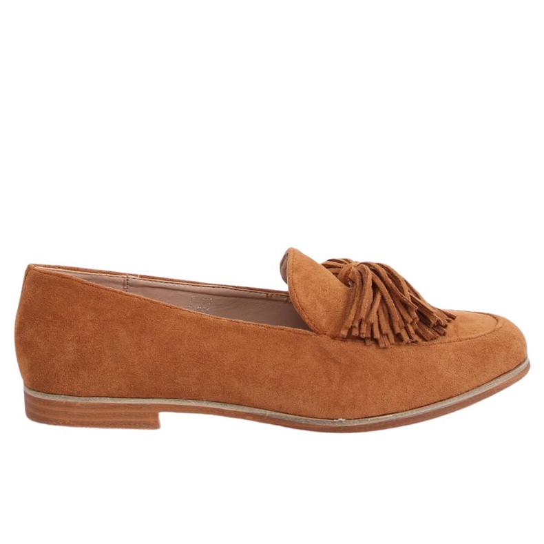 BM Mocasines de mujer con flecos camel T357P Camel marrón