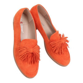 Mocasines de mujer naranja con flecos T357P Orange