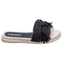 Seastar Zapatillas cómodas con flecos negro