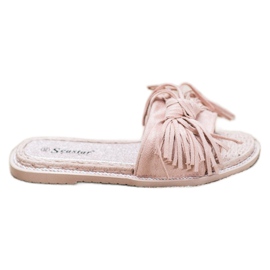 Seastar Zapatillas cómodas con flecos rosado