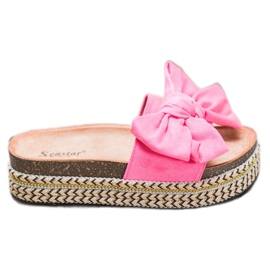 Seastar Pantuflas Con Lazo En La Plataforma rosa