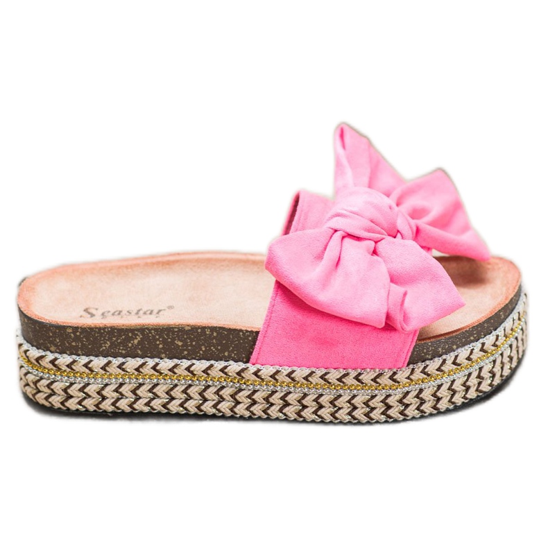 Seastar Pantuflas Con Lazo En La Plataforma rosado