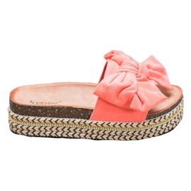 Seastar Pantuflas Con Lazo En La Plataforma multicolor rosado