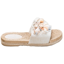 Seastar Chanclas de moda con conchas beige
