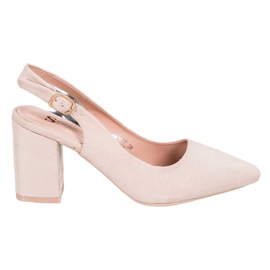 Seastar Zapatos de tacón de ante con tacón abierto marrón