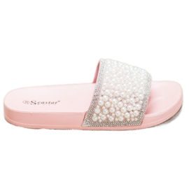 Seastar Pantuflas Elegantes Con Perlas rosa