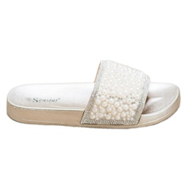 Seastar Pantuflas Elegantes Con Perlas dorado