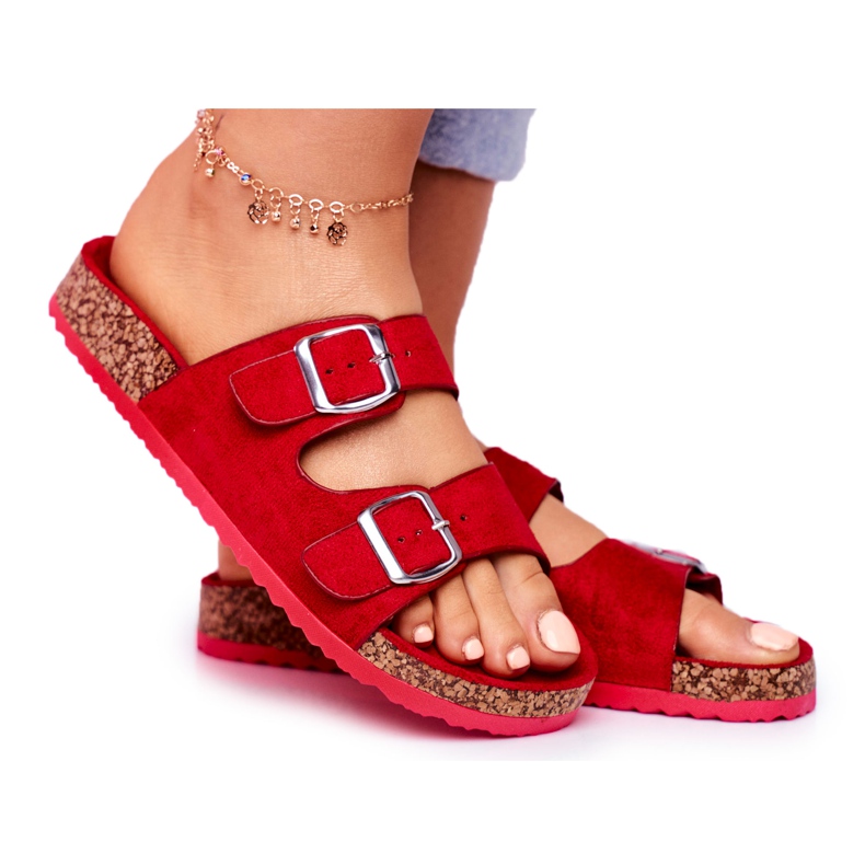 EVE Pantuflas De Mujer En Corcho Con Cierre Red Si Senor rojo EVE Pantuflas De Mujer En Corcho Con Cierre Red Si Senor rojo