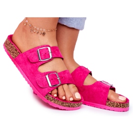 EVE Pantuflas De Mujer En Corcho Con Hebillas Fucsia Si Señor rosado