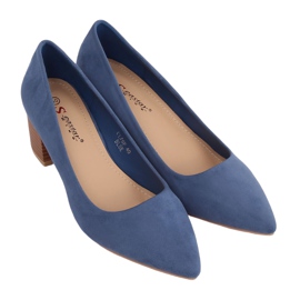 Salón con tacones de madera azul CL75P Azul