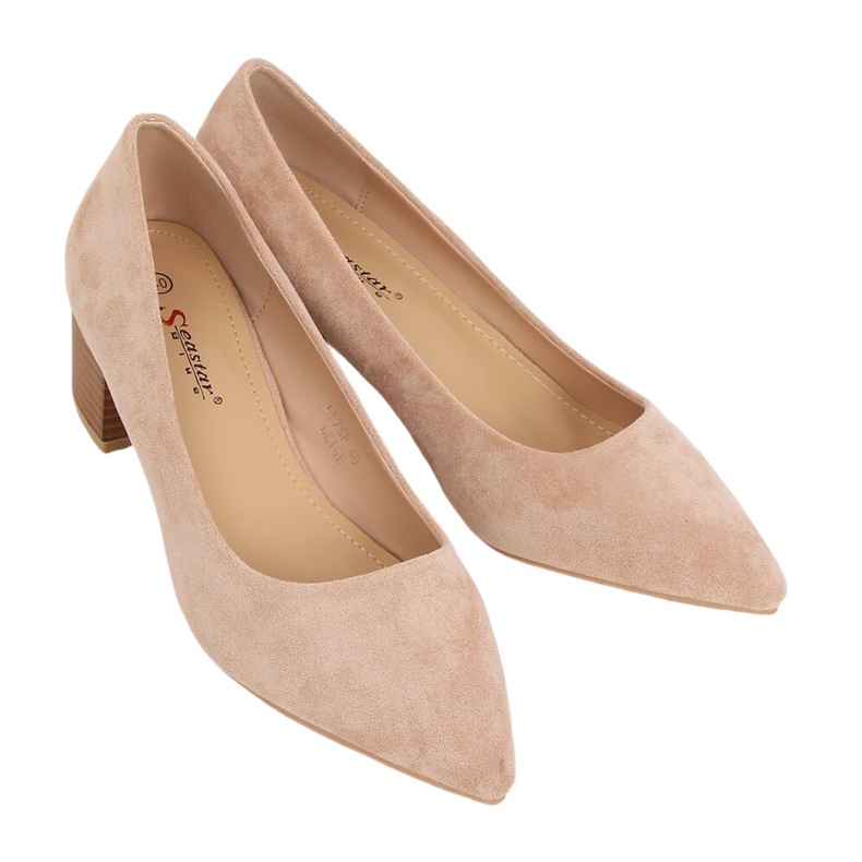 Zapatos de salón con tacón de madera beige CL75P Beige Zapatos de salón con tacón de madera beige CL75P Beige