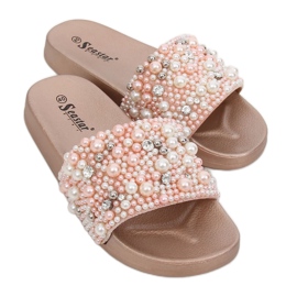 Zapatillas con perlas champagne BG66 Champagne rosa multicolor
