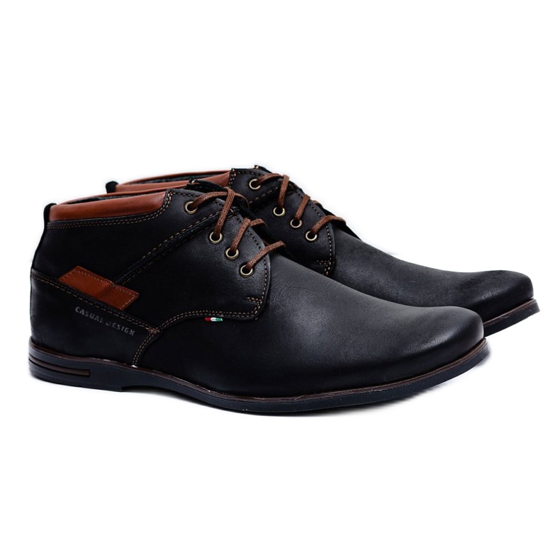 Gino Tuzzi Zapatos con cordones de cuero negro para hombre Gertrudo