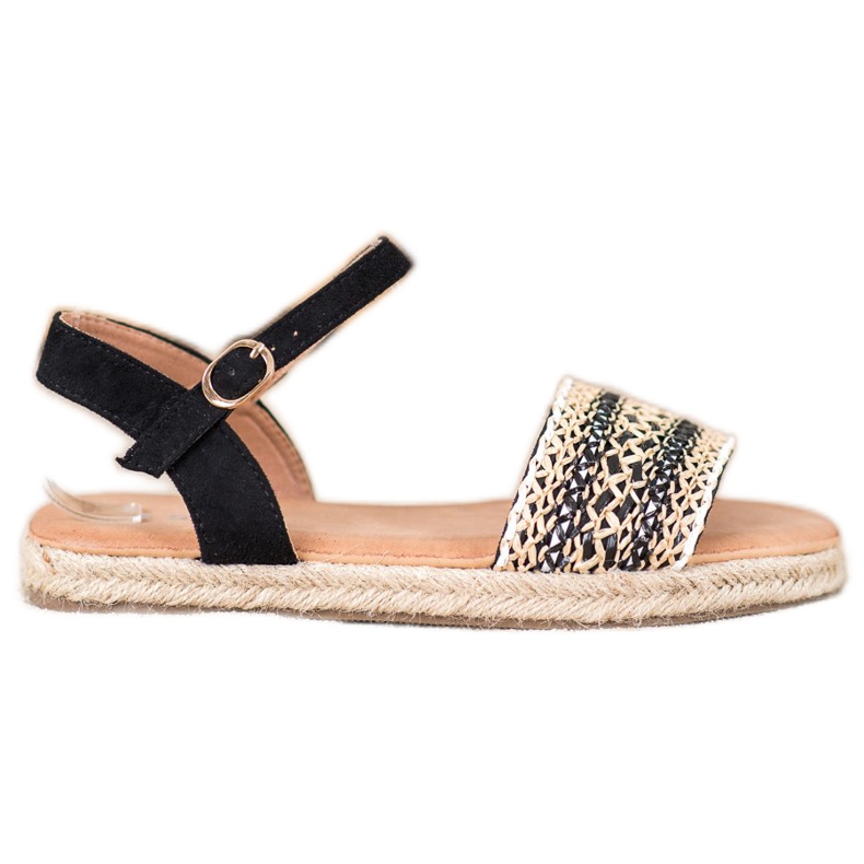 SHELOVET Sandalias trenzadas ligeras beige negro
