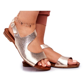 Sandalias Mujer Laura Messi Piel 1116 Serpiente Dorada Vollare dorado