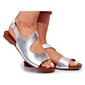 Sandalias Mujer Laura Messi Piel 1116 Serpiente Plata Vollare gris