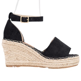 Seastar Sandalias en la cuña de paja negro