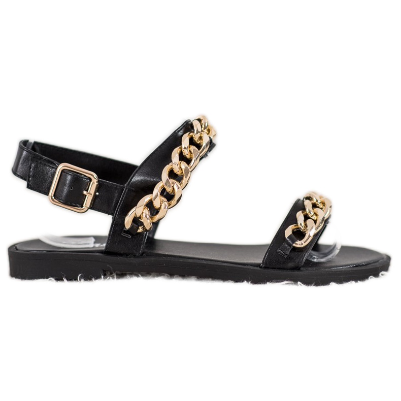 Seastar Sandalias con cadena de oro negro