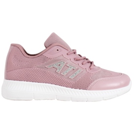 SHELOVET Zapatos cómodos con malla rosa